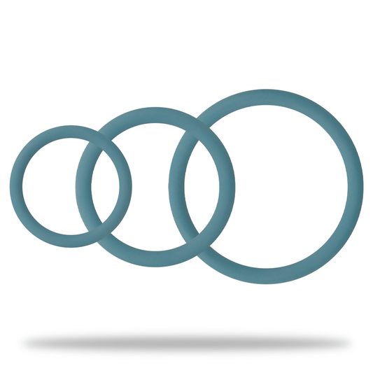 OHMAMA - 3 RINGS SET FOR PENIS & TESTICLES - BLUE