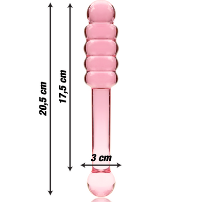 NEBULA SERIES BY IBIZA - MODEL 20 DILDO BOROSILICATE GLASS PINK 20.5 CM -O- 3 CM