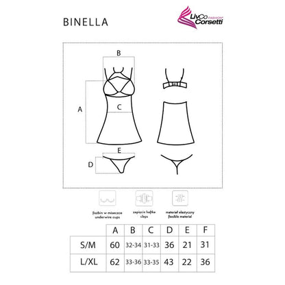 LIVCO CORSETTI FASHION - BINELLA SET BABYDOLL + THONG BLACK