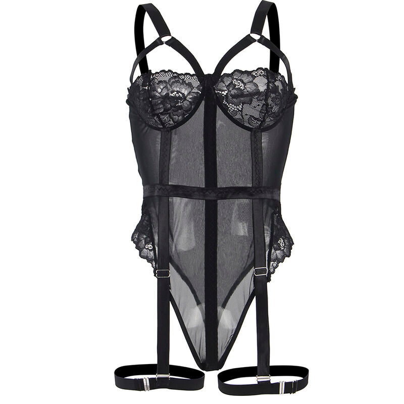 SUBBLIME - TEDDY WITH GARTER STRAP DETAIL CHEST BLACK L/XL