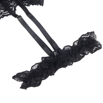 SUBBLIME - TEDDY WITH GARTER WITH LACE DETAIL AND STRIPS BLACK L/XL