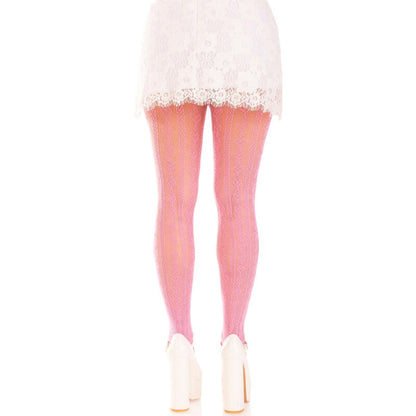 LEG AVENUE - STOCKINGS WITH OPENINGS HEART & BOWS PINK