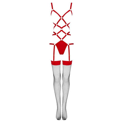 LIVCO CORSETTI FASHION - THIARA LC 20213 SET BODY + STOCKINGS RED L/XL