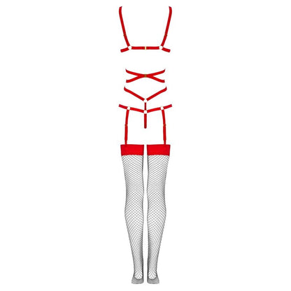 LIVCO CORSETTI FASHION - THIARA LC 20213 SET BODY + STOCKINGS RED L/XL
