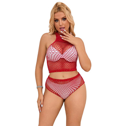 SUBBLIME - 952402 FISHNET SET WITH PINK DIAMONDS ONE SIZE