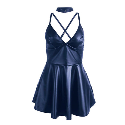 SUBBLIME - 955410 DRESS WITH BLUE LEATHER STRAPS S/M