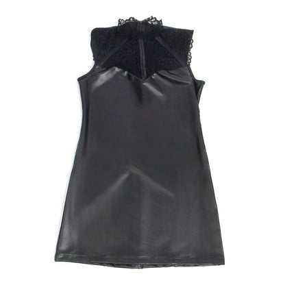 SUBBLIME - 957551 LACE COLLAR LEATHER DRESS BLACK L/XL