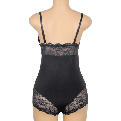 SUBBLIME - BLACK FLORAL LACE DETAIL TEDDY S/M