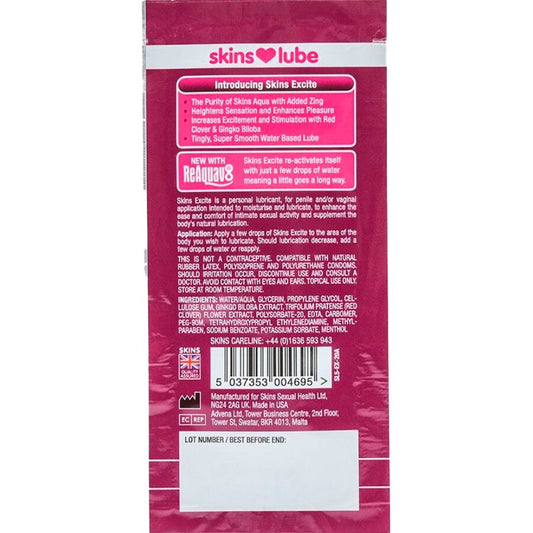 SKINS - EXCITE WATER-BASED LUBRICANT SINGLE-DOSE 5 ML