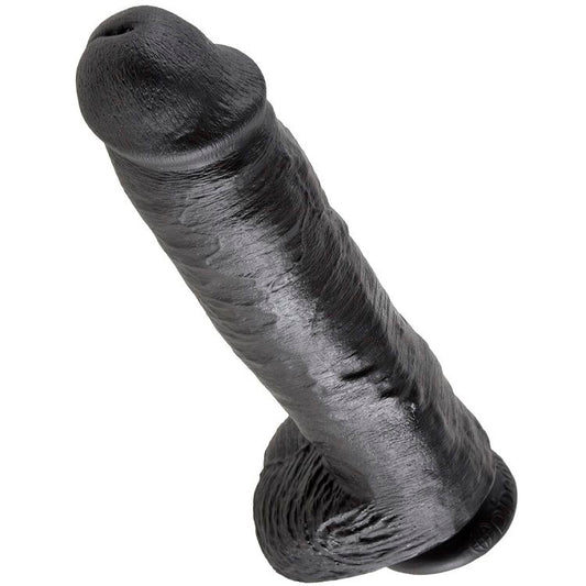 KING COCK - DILDO BLACK WITH BALLS 28 CM